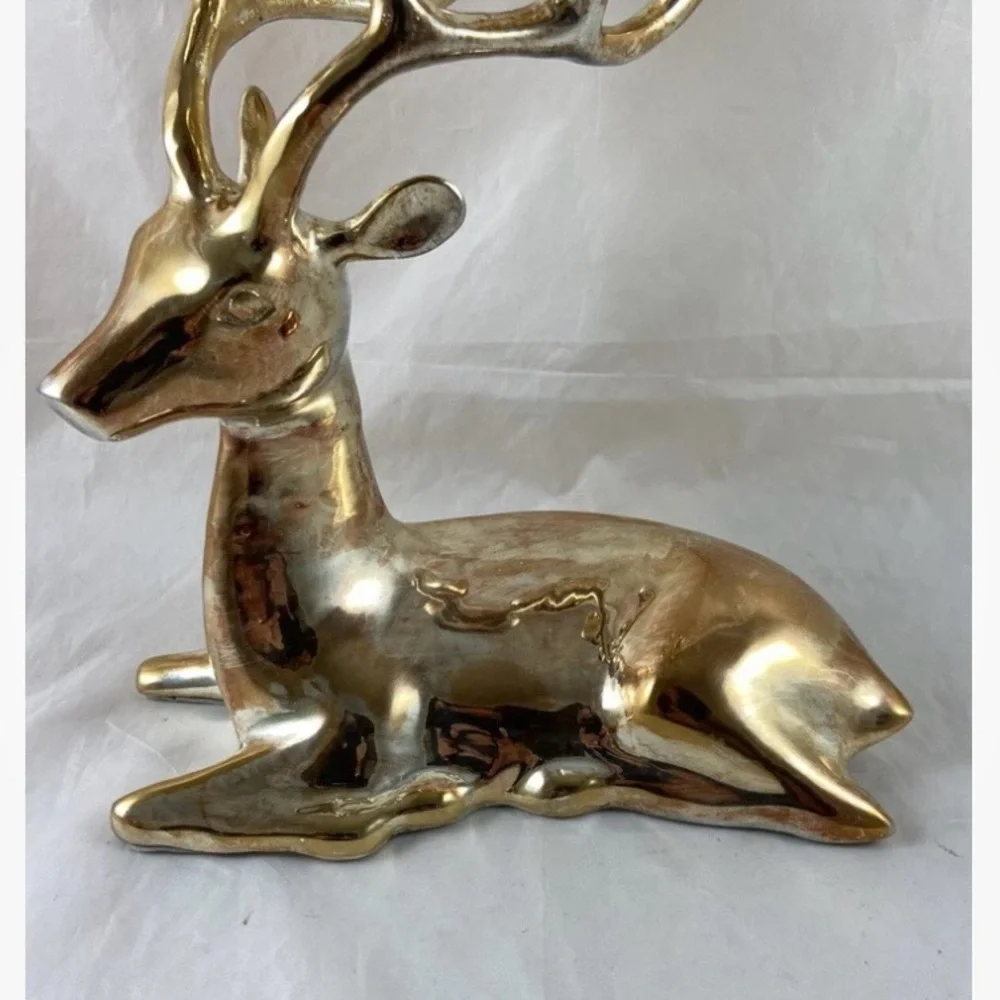 Pottery Barn Deer Reindeer Candle Holder Silver Plated Brass 6 Candle Holder - Picture 3 of 16